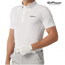 GoPlayer 條紋領男POLO衫 (白) #GAP50101